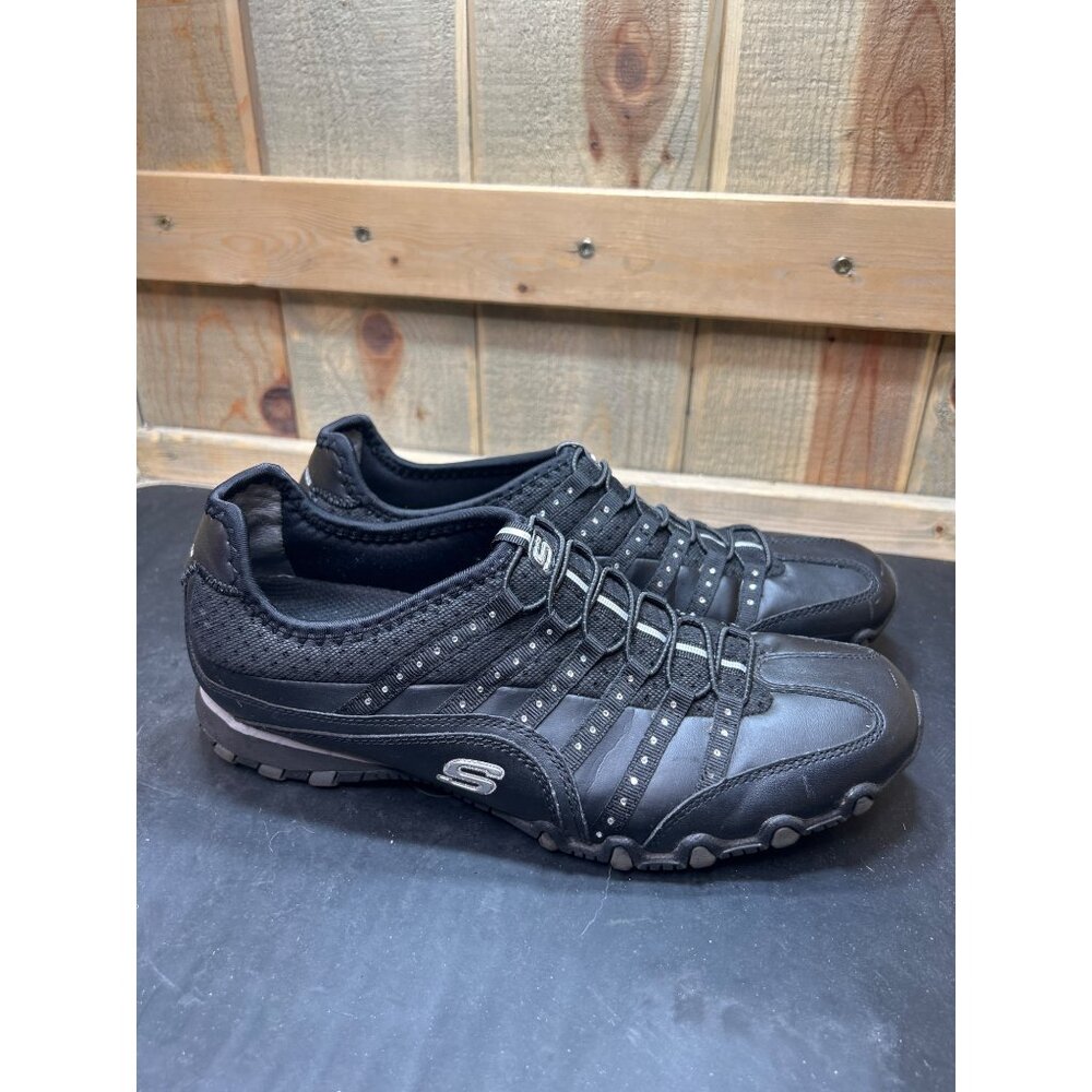 Skechers Womens Black Rhinestone Slip-On Sneakers Size 9.5 Comfortable Casual Sh